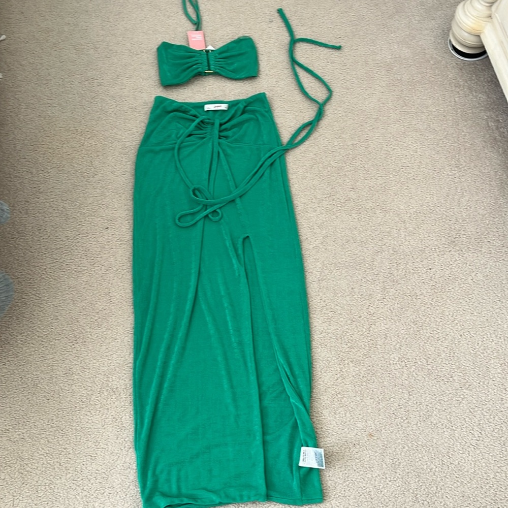 Jewel green top/ skirt